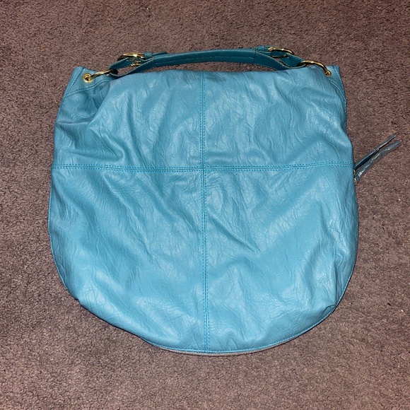 New Large MARK Expandable Turquoise Faux Leather Hobo Shoulder Bag - Picture 2 of 5